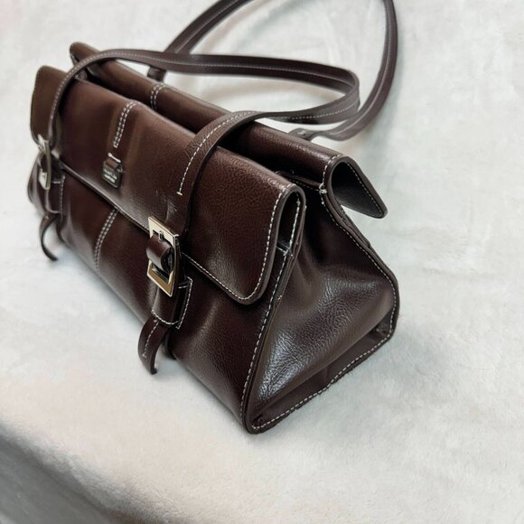 Kenneth Cole Reaction Leather Handbag Chocolate Brown Stylish Purse - Picture 9 of 16